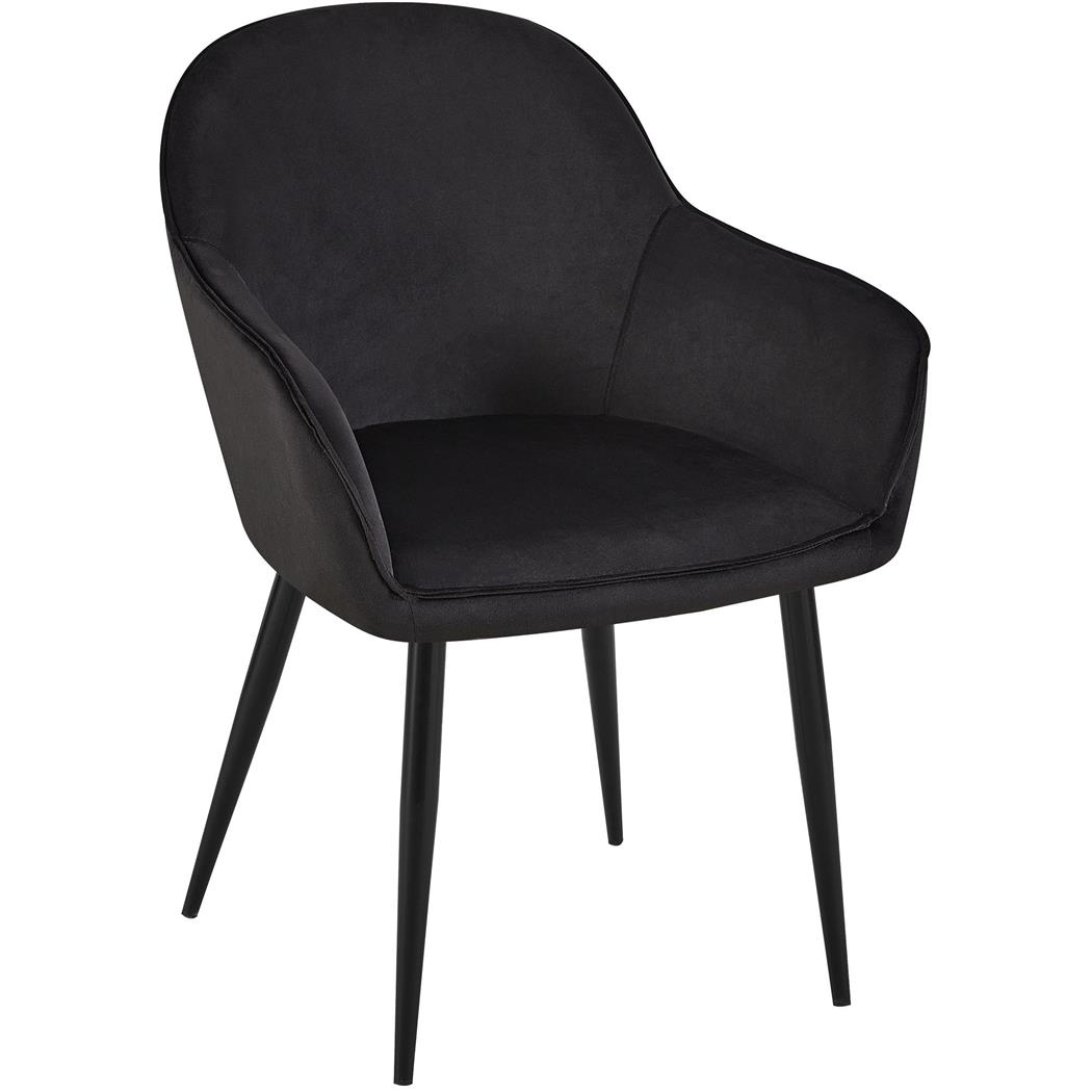 Sedia Ospiti TAMARA, Comoda e di Design, Gambe in Metallo, Seduta in Velluto Nero
