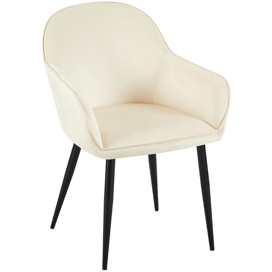 Sedia Ospiti TAMARA, Comoda e di Design, Gambe in Metallo, Seduta in Velluto Crema