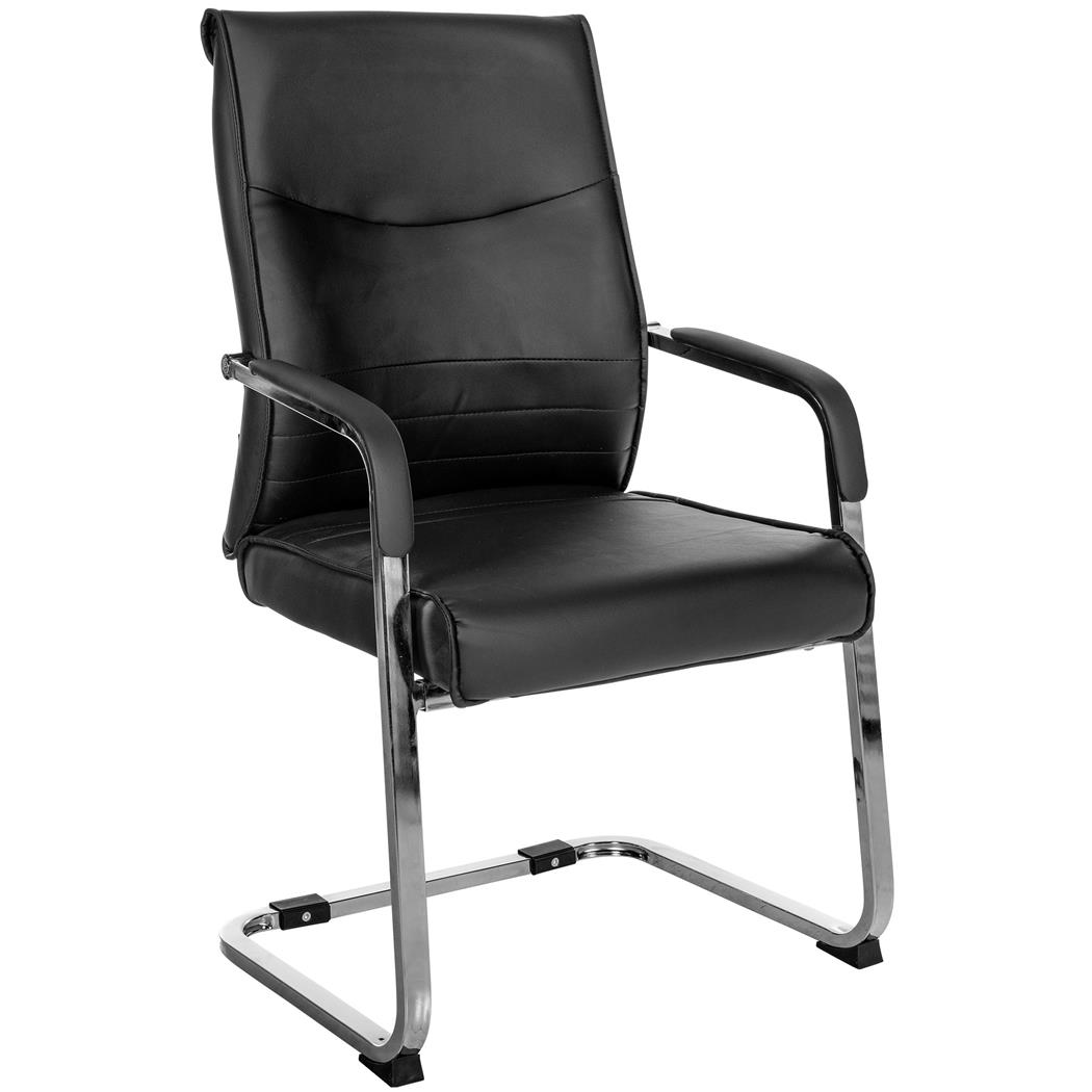 Poltroncina per ospiti BENTON, Comoda Imbottitura, in Pelle color Nero
