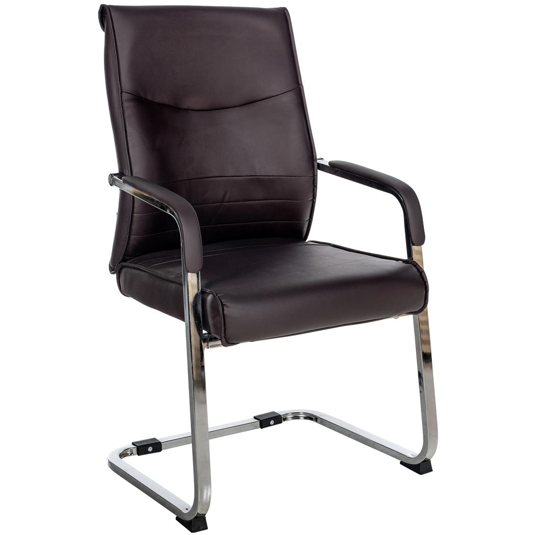 Poltroncina per ospiti BENTON, Comoda Imbottitura, in Pelle color Marrone