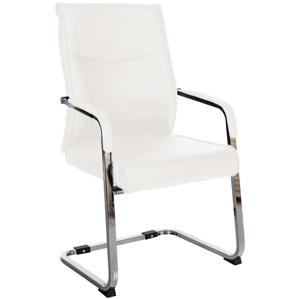 Poltroncina per ospiti BENTON, Comoda Imbottitura, in Pelle color Bianco