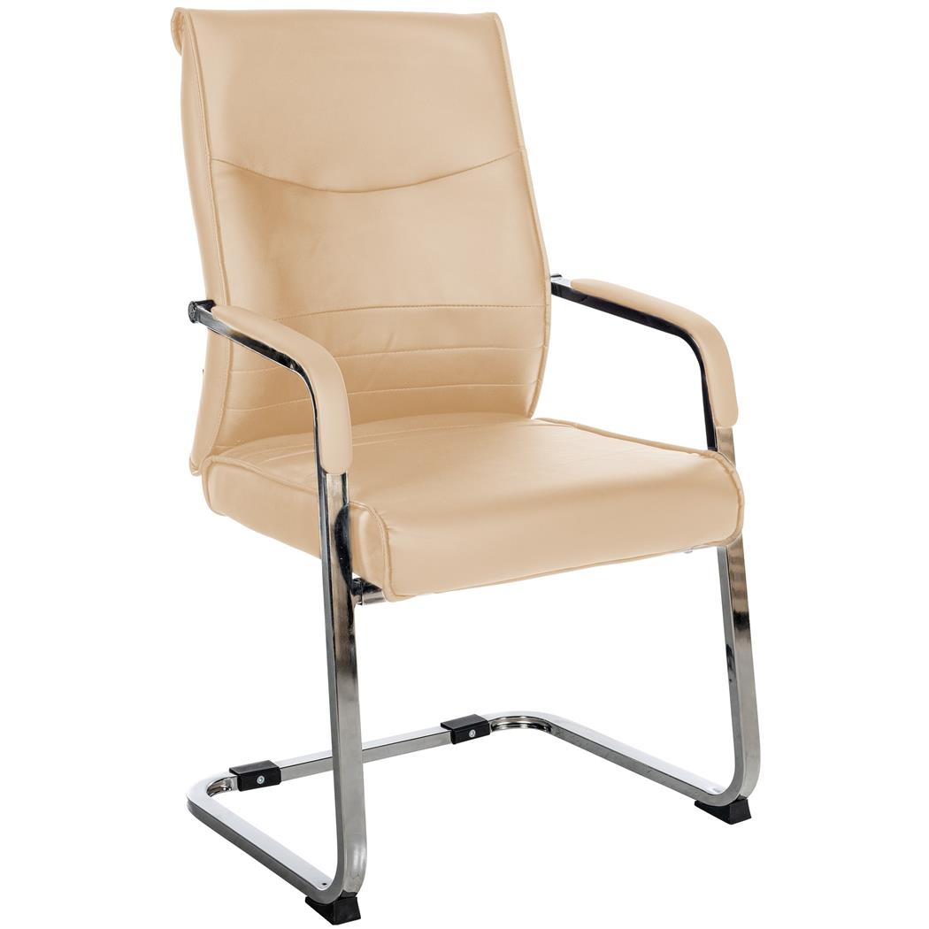 Poltroncina per ospiti BENTON, Comoda Imbottitura, in Pelle color Marrone Chiaro