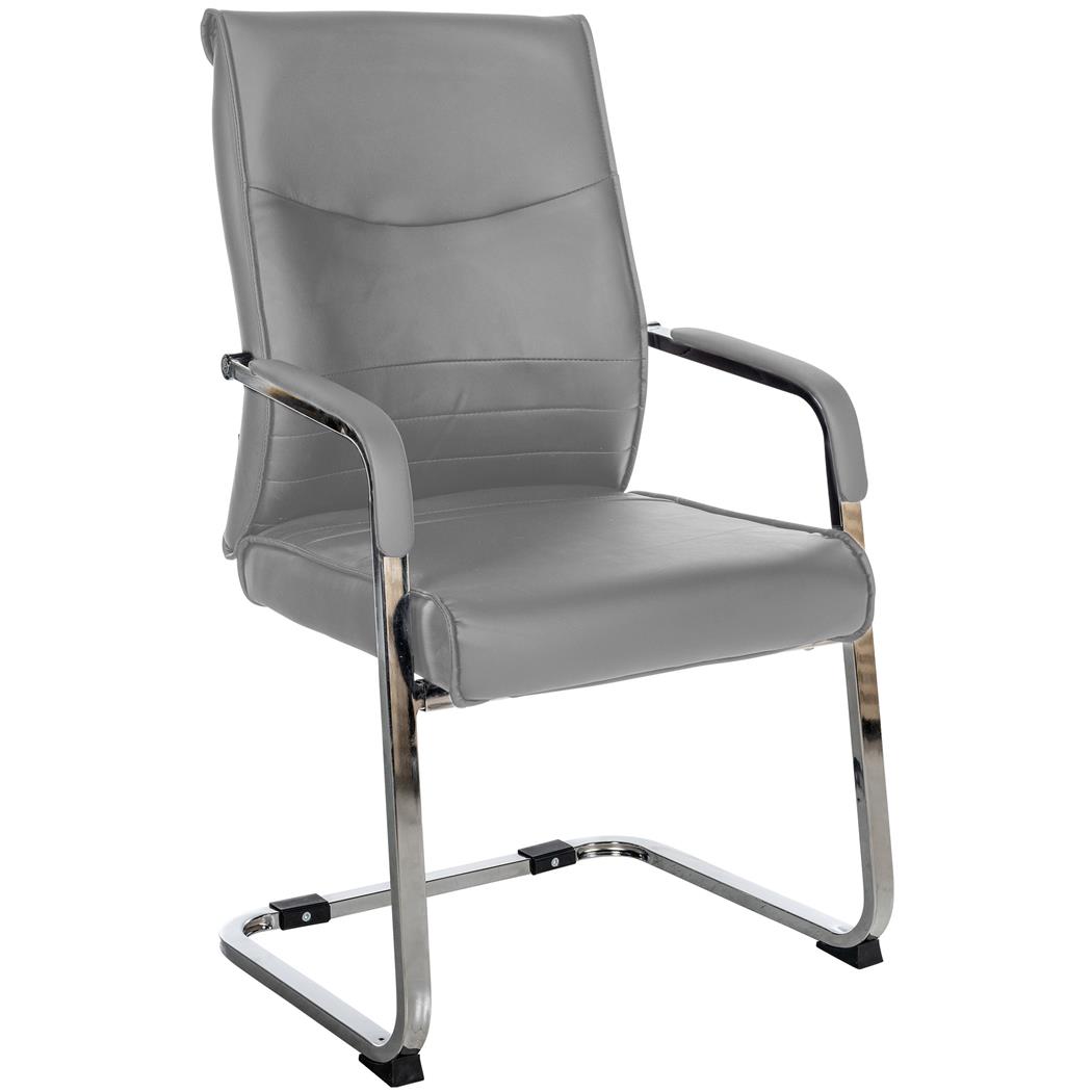 Poltroncina per ospiti BENTON, Comoda Imbottitura, in Pelle color Grigio