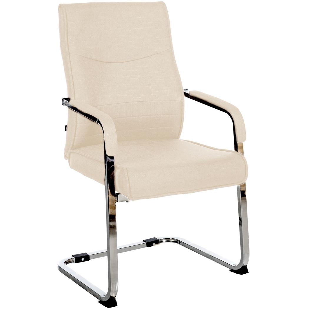 Poltroncina per ospiti BENTON, Comoda Imbottitura, in Tessuto color Crema