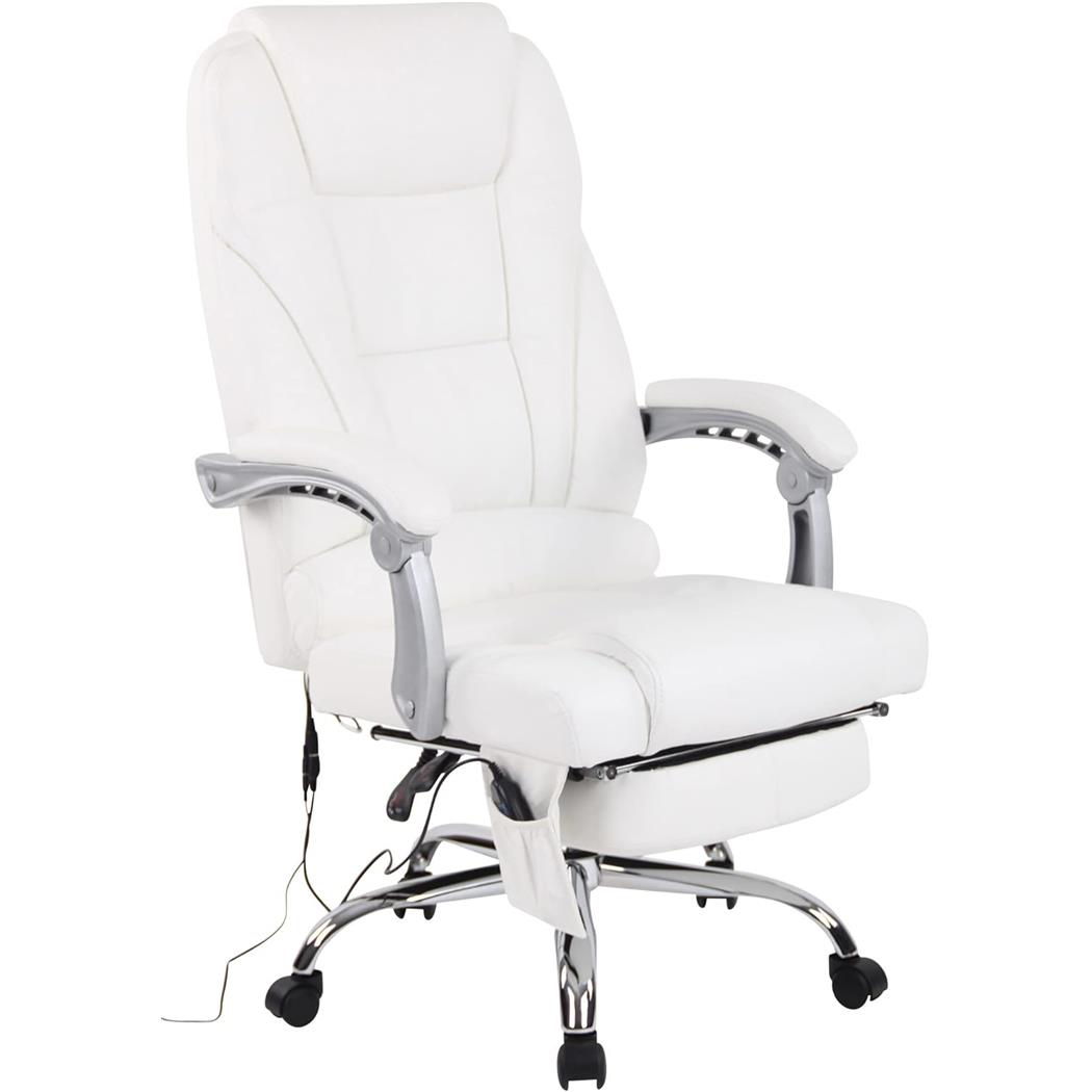 Poltrona da ufficio COMODITY MASSAGE, Massaggiante, in Vera Pelle, Bianco