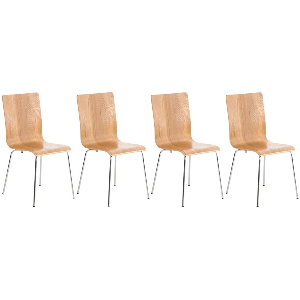 Lotto di 4 Sedie da Attesa PERRY, In Legno con Gambe in Metallo, colore Rovere