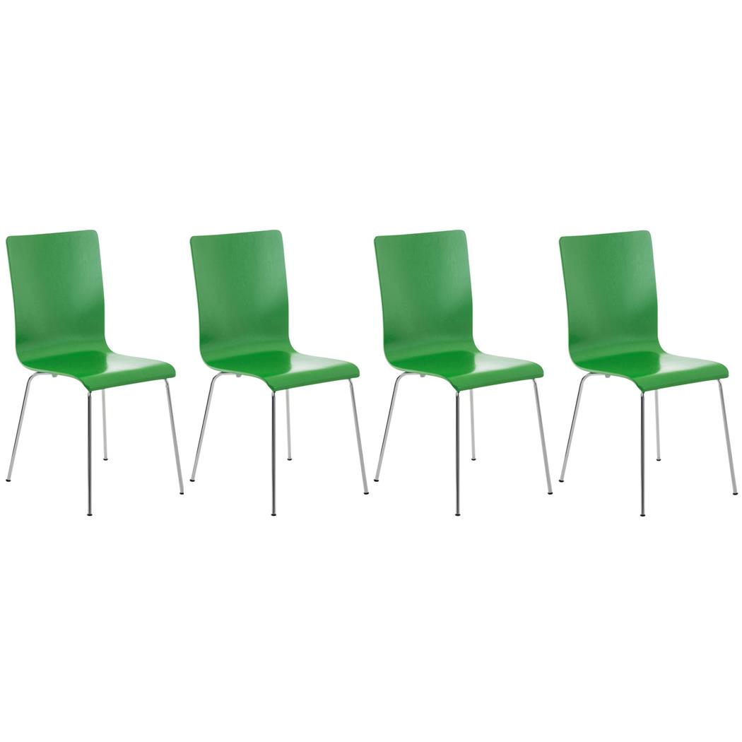 Lotto di 4 Sedie da Attesa PERRY, In Legno con Gambe in Metallo, colore Verde