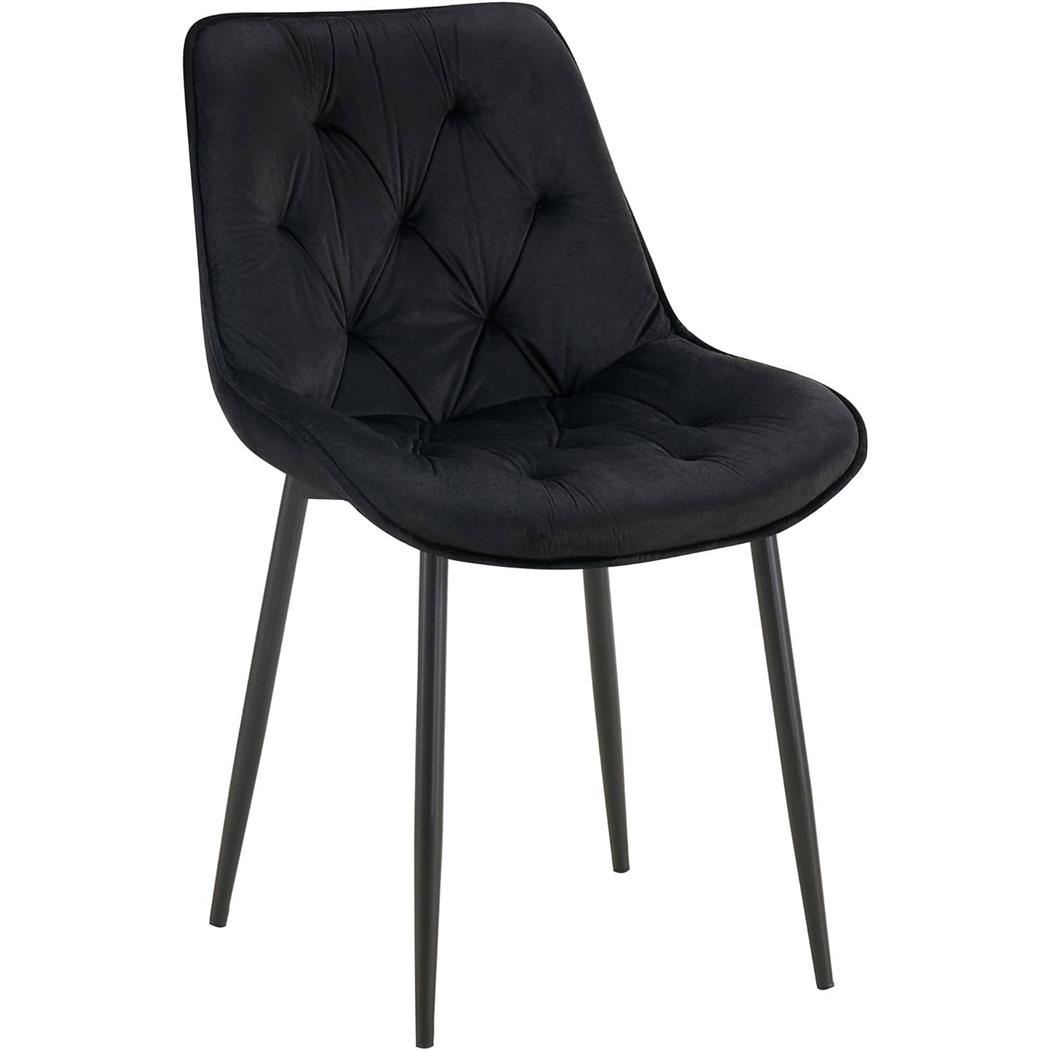 Sedia Ospiti GRACE, Confortevole, Design Moderno, Struttura in Metallo, Velluto Nero