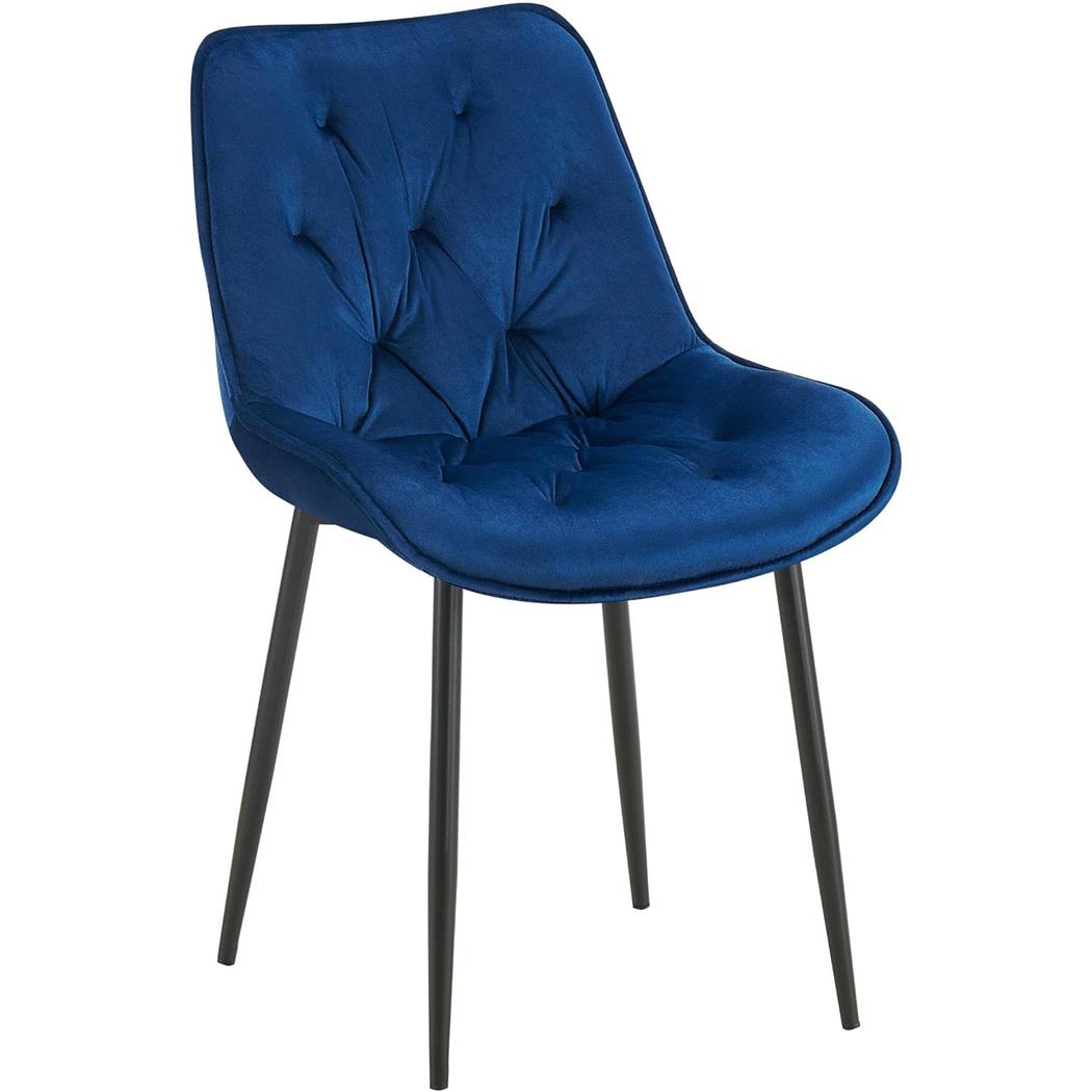 Sedia Ospiti GRACE, Confortevole, Design Moderno, Struttura in Metallo, Velluto Blu