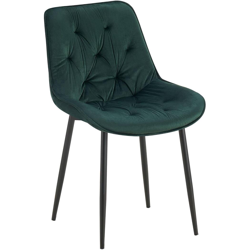 Sedia Ospiti GRACE, Confortevole, Design Moderno, Struttura in Metallo, Velluto Verde