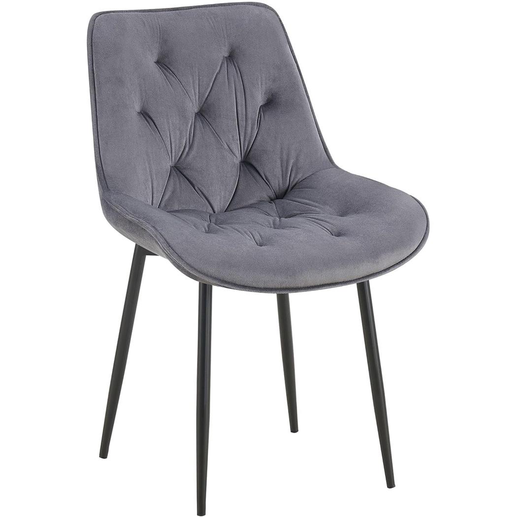 Sedia Ospiti GRACE, Confortevole, Design Moderno, Struttura in Metallo, Velluto Grigio
