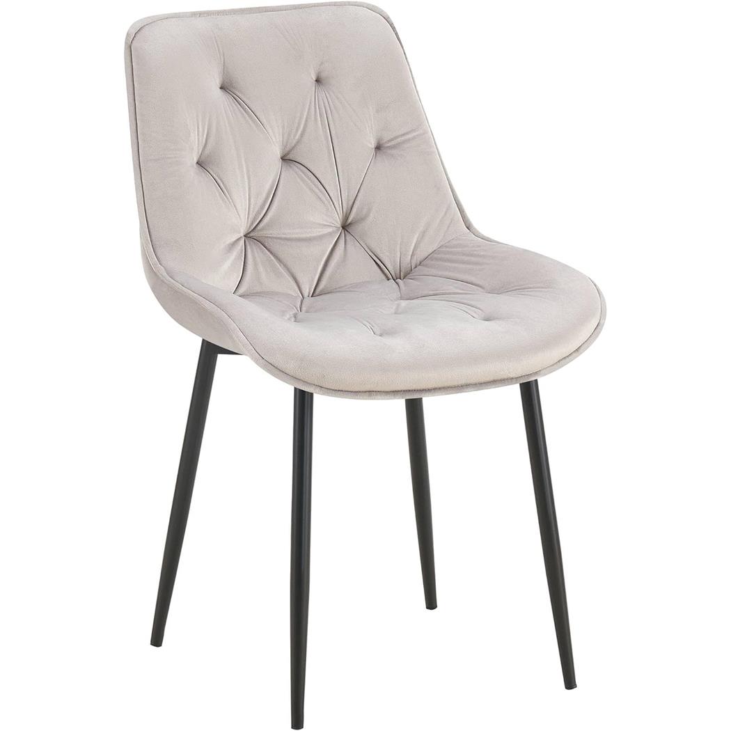 Sedia Ospiti GRACE, Confortevole, Design Moderno, Struttura in Metallo, Velluto Grigio Chiaro