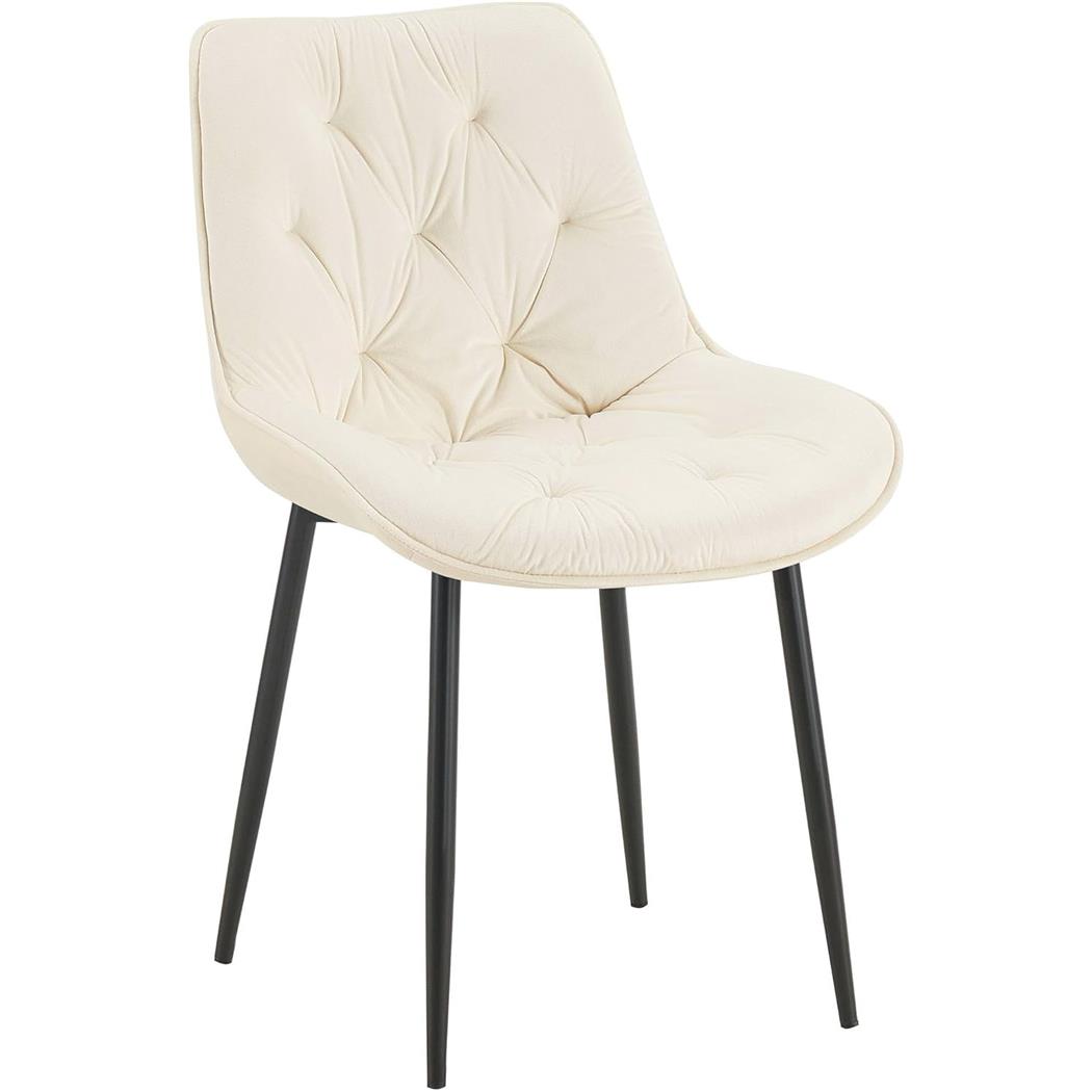 Sedia Ospiti GRACE, Confortevole, Design Moderno, Struttura in Metallo, Velluto Crema