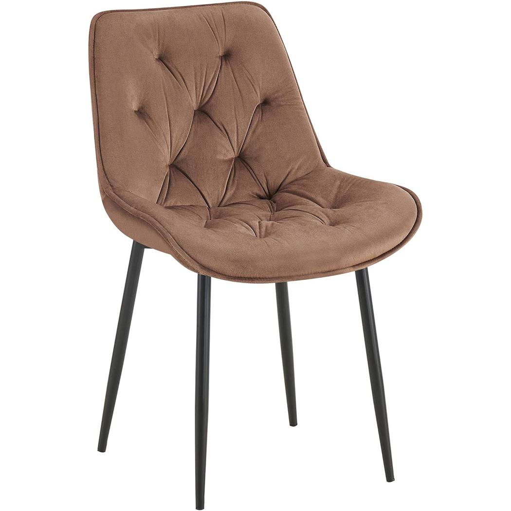 Sedia Ospiti GRACE, Confortevole, Design Moderno, Struttura in Metallo, Velluto Marrone