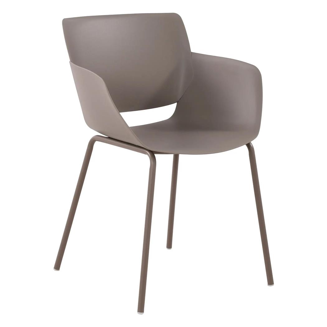 Sedia per Sala D'attesa RIKO, Design Moderno, Comoda ed Elegante, Polipropilene, Tortora