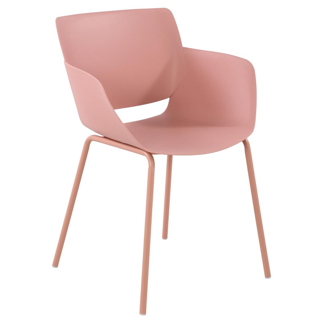Sedia per Sala D'attesa RIKO, Design Moderno, Comoda ed Elegante, Polipropilene, Rosa