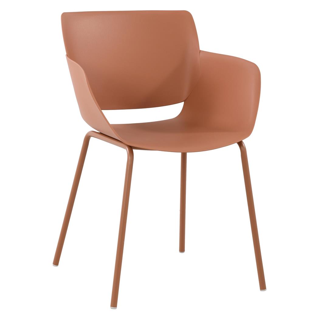 Sedia per Sala D'attesa RIKO, Design Moderno, Comoda ed Elegante, Polipropilene, Marrone Chiaro