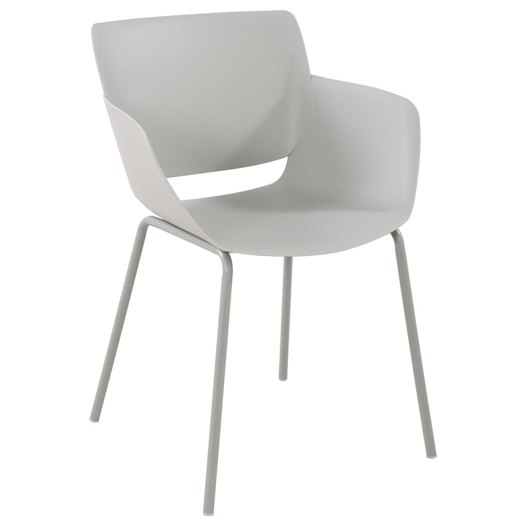 Sedia per Sala D'attesa RIKO, Design Moderno, Comoda ed Elegante, Polipropilene, Grigio Chiaro
