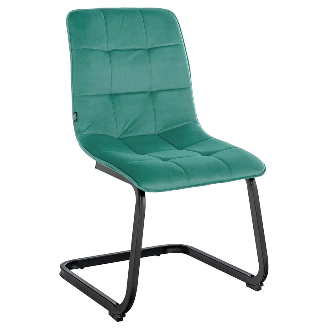 Sedia per Sala Riunioni ALISA, Struttura a Sbalzo in Metallo, Seduta imbottita, Velluto Verde