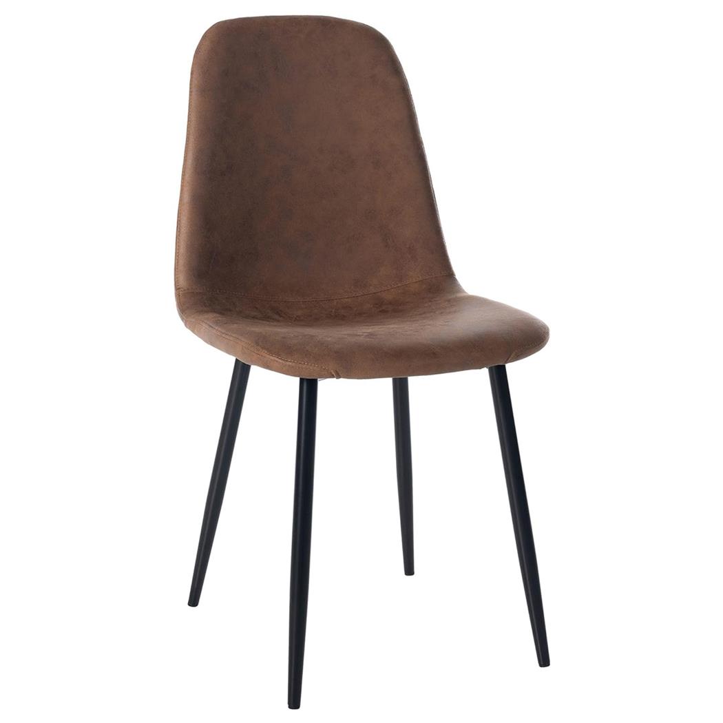 Sedia per Sala Riunioni NAIPES, Struttura in Metallo Nero, in Pelle Marrone