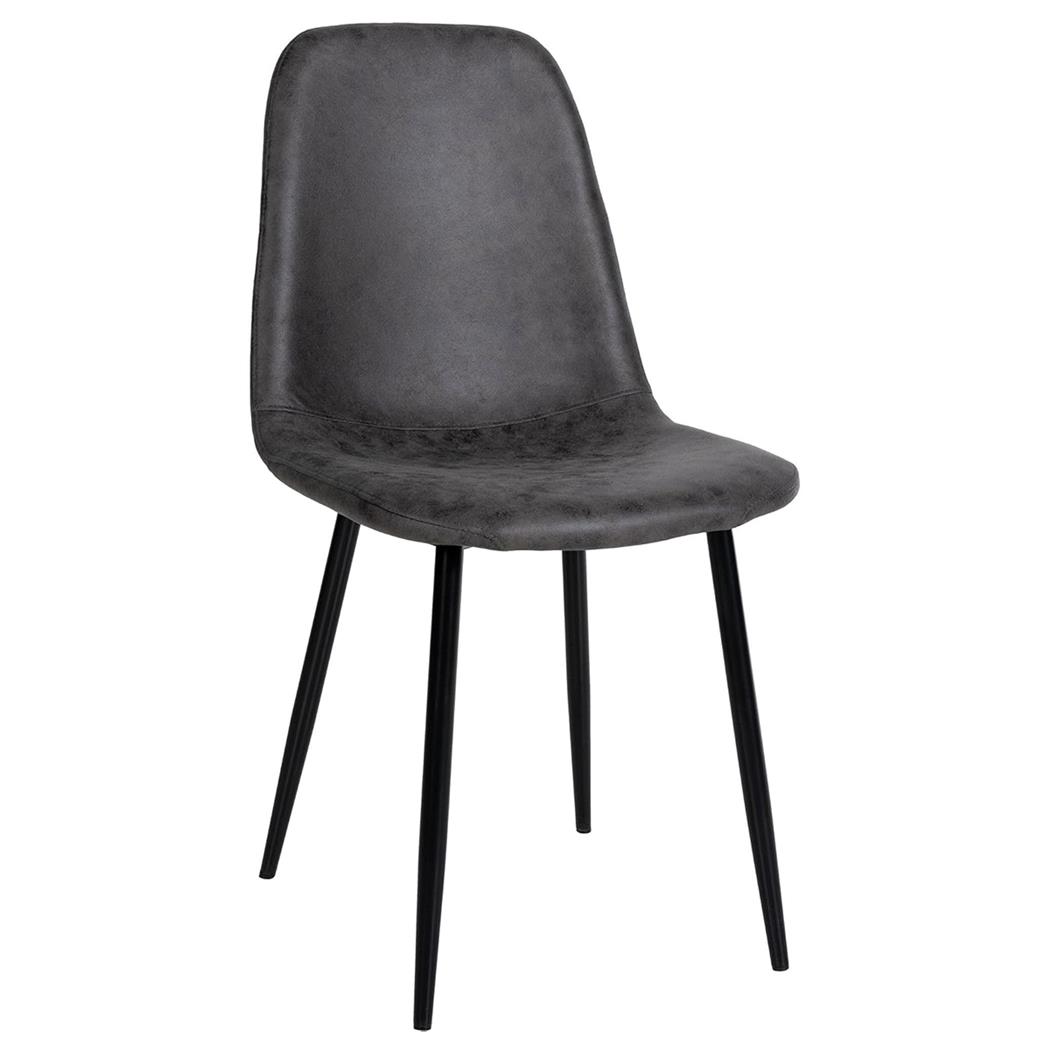 Sedia per Sala Riunioni NAIPES, Struttura in Metallo Nero, in Pelle Grigio Scuro