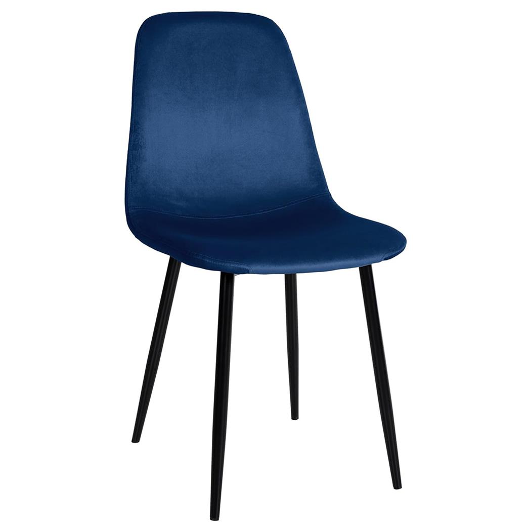 Sedia per Sala Riunioni NAIPES, Struttura in Metallo Nero, in Velluto Blu