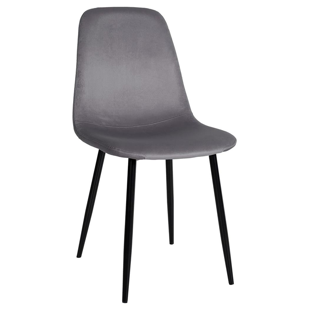 Sedia per Sala Riunioni NAIPES, Struttura in Metallo Nero, in Velluto Grigio Scuro