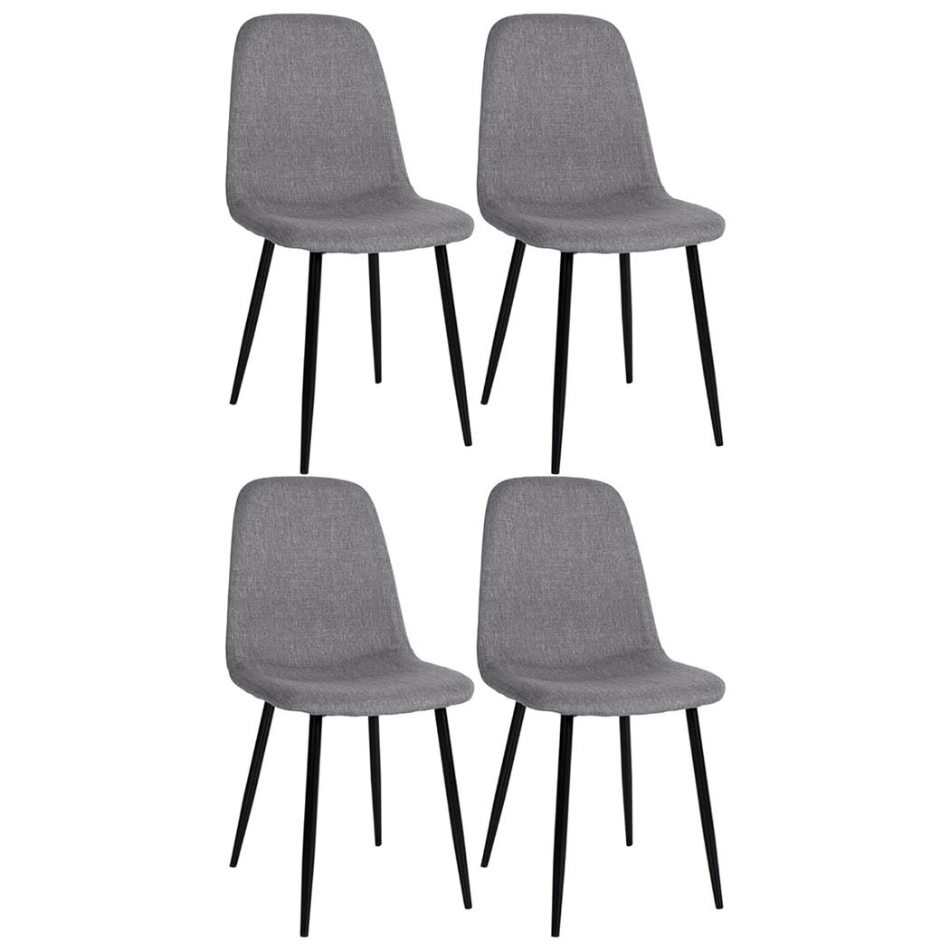 Lotto di 4 Sedie per Sala Riunioni NAIPES, Struttura in Metallo Nero, in Tessuto Grigio Scuro