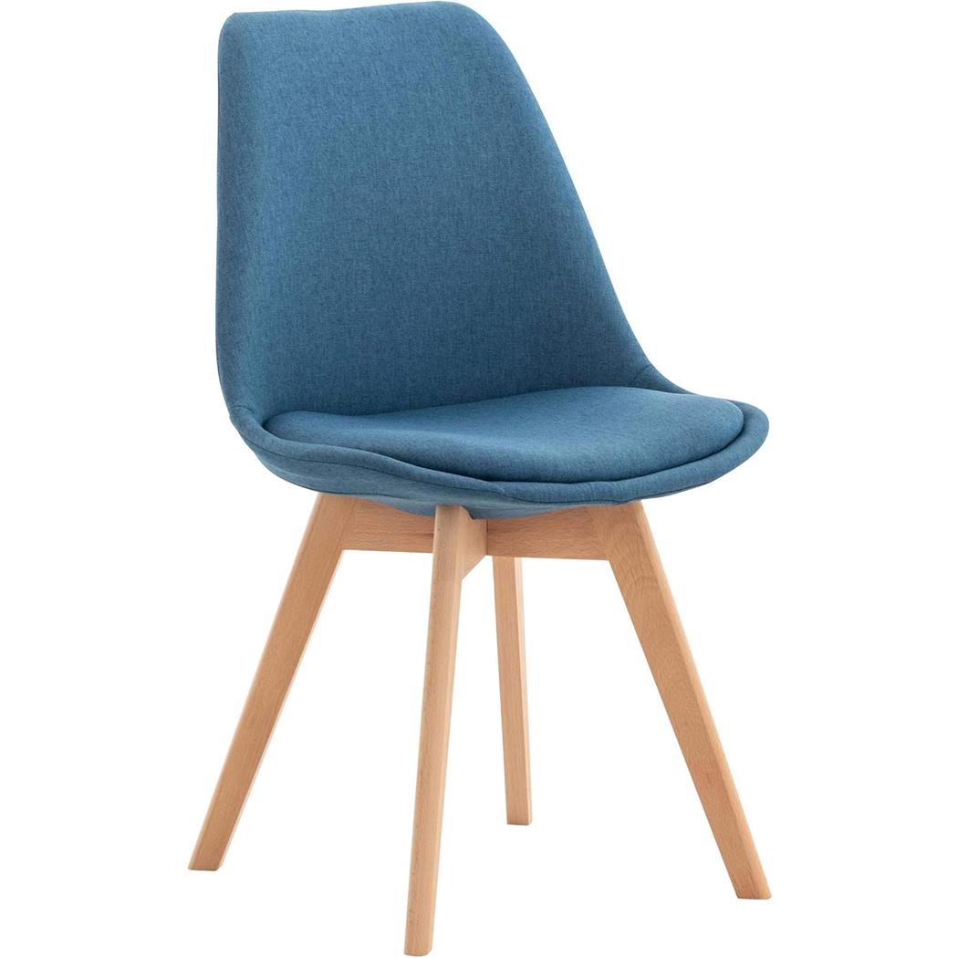 Sedia Per Sala d'Attesa SKYLER, Stile Nordico, Gambe in Faggio, Seduta in Tessuto Blu