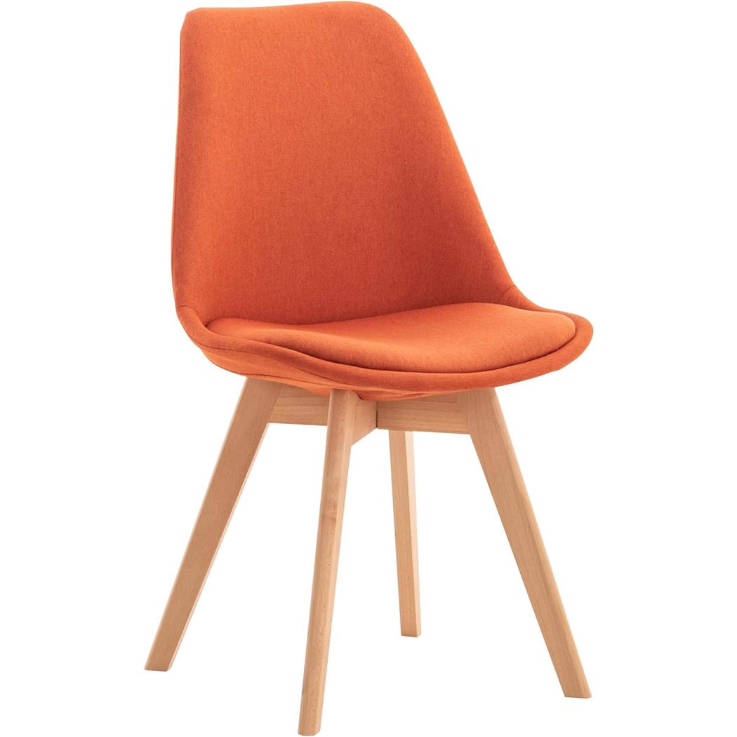 Sedia Per Sala d'Attesa SKYLER, Stile Nordico, Gambe in Faggio, Seduta in Tessuto Arancione