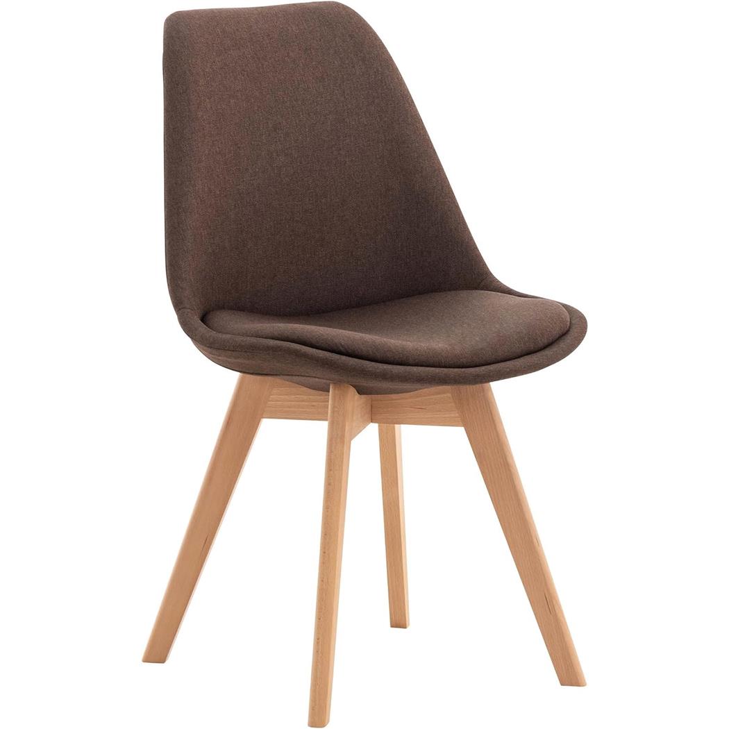 Sedia Per Sala d'Attesa SKYLER, Stile Nordico, Gambe in Faggio, Seduta in Tessuto Marrone