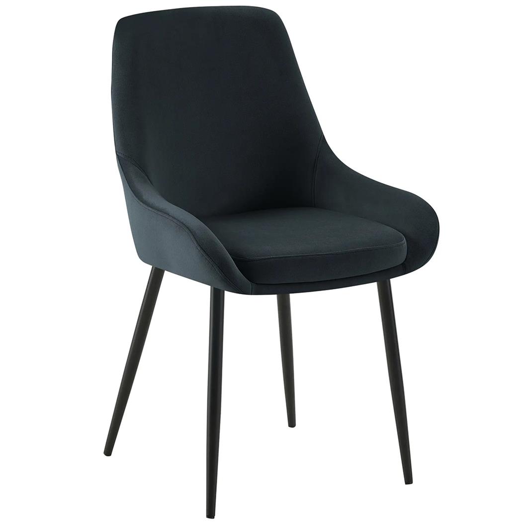 Sedia Ospiti ANKARA, Design Moderno, Struttura in Metallo, Comoda Imbottitura, Velluto Nero