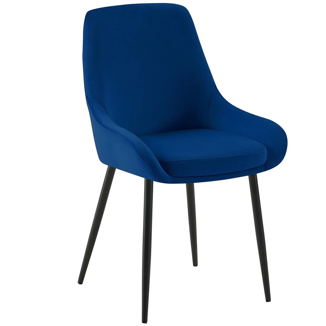 Sedia Ospiti ANKARA, Design Moderno, Struttura in Metallo, Comoda Imbottitura, Velluto Blu