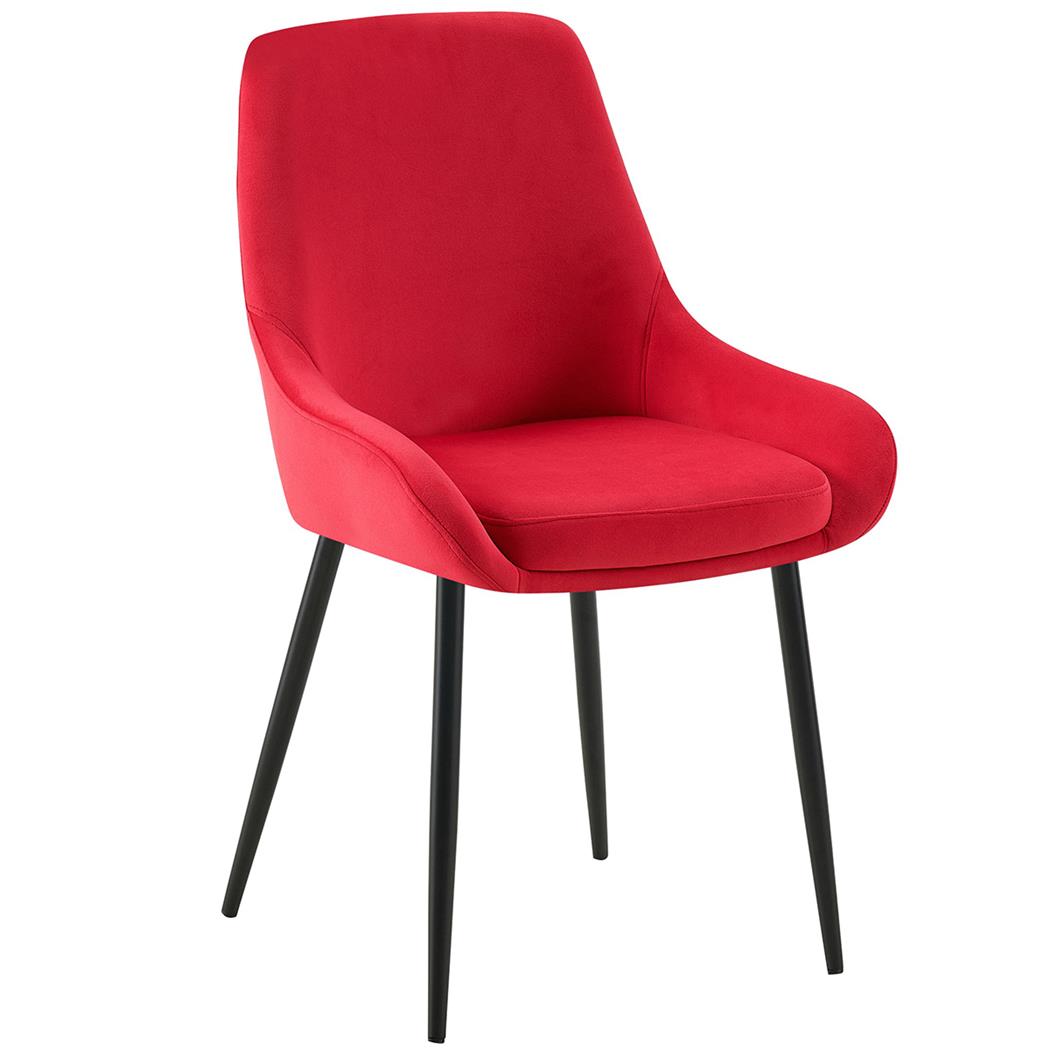Sedia Ospiti ANKARA, Design Moderno, Struttura in Metallo, Comoda Imbottitura, Velluto Rosso