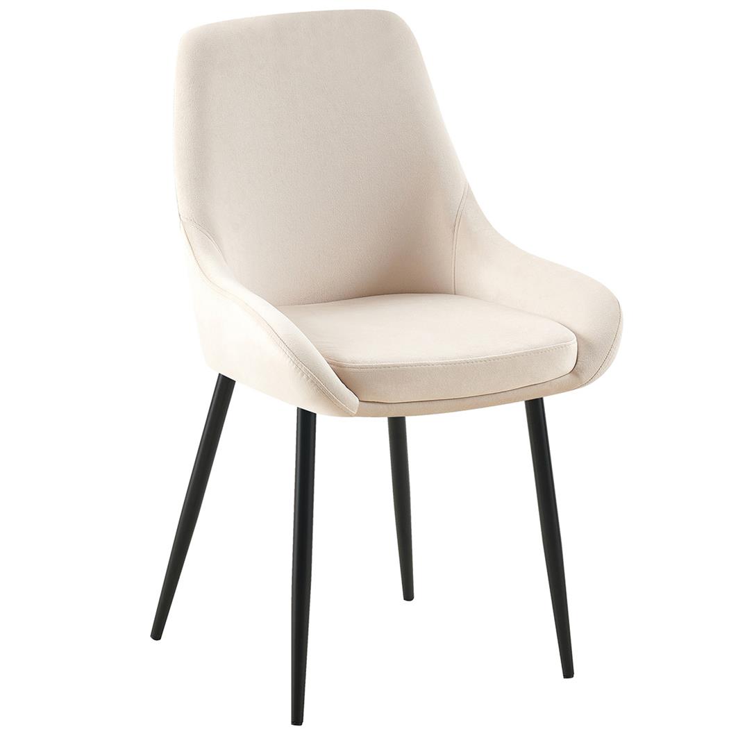 Sedia Ospiti ANKARA, Design Moderno, Struttura in Metallo, Comoda Imbottitura, Velluto Crema