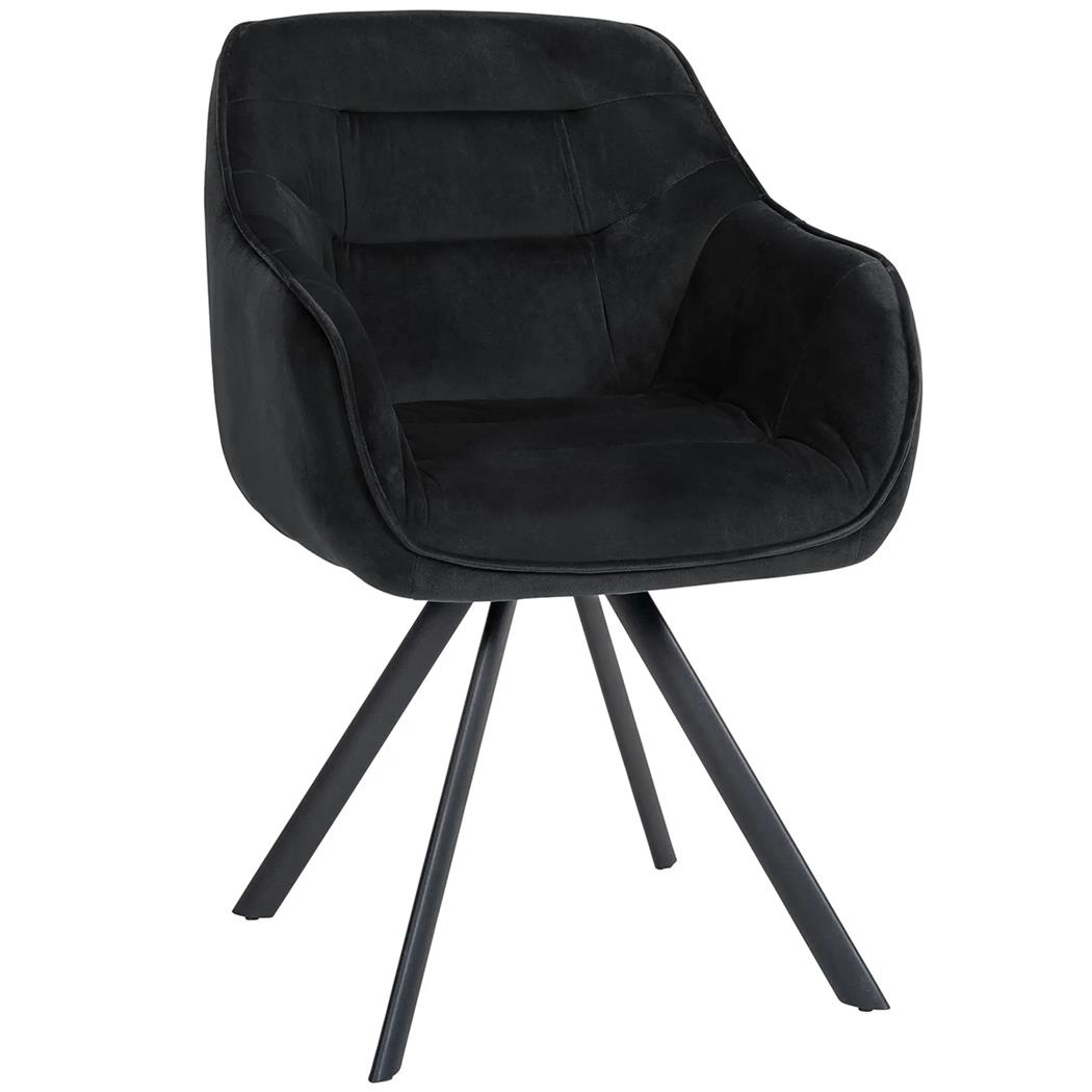 Sedia per Sala d'Attesa CLODIS, Struttura in Metallo, Imbottita e Di Design, Velluto Nero