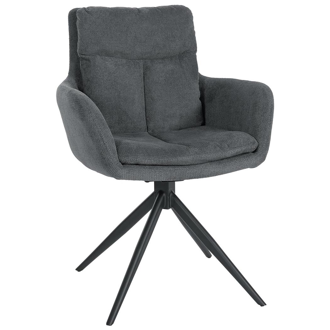 Sedia per Sala d'Attesa GLAM, Girevole, Imbottita, in Tessuto Grigio Scuro