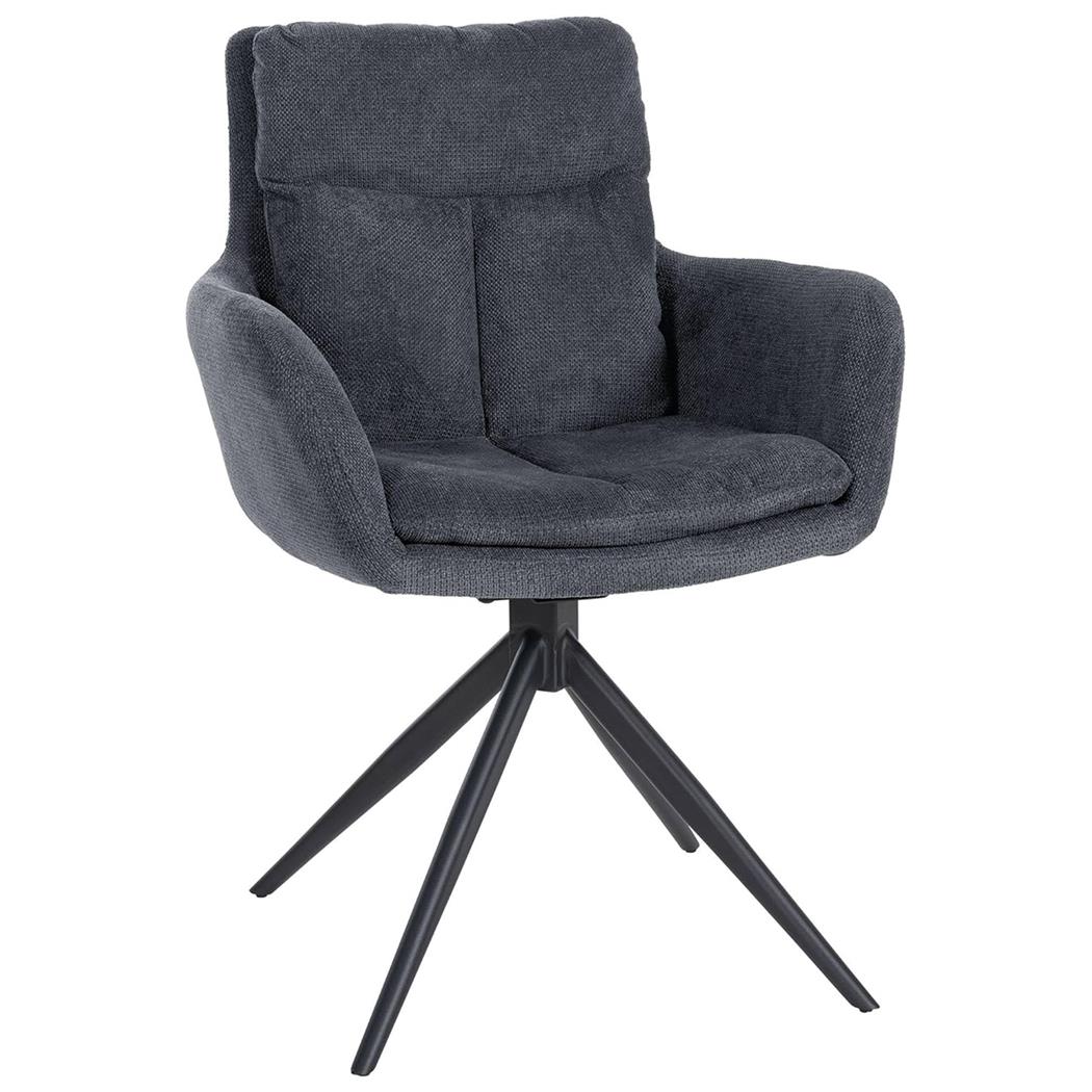 Sedia per Sala d'Attesa GLAM, Girevole, Imbottita, in Tessuto Nero