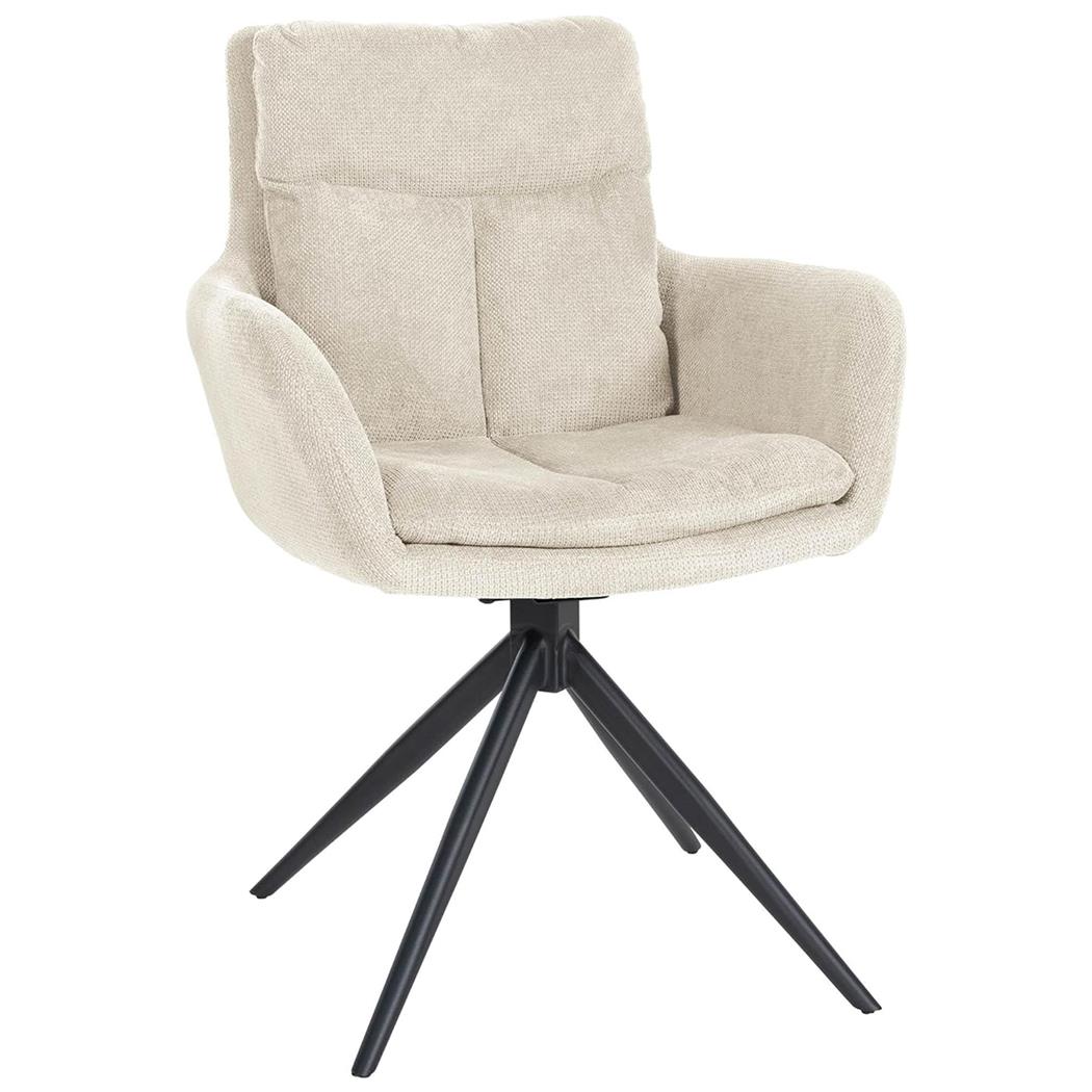 Sedia per Sala d'Attesa GLAM, Girevole, Imbottita, in Tessuto Crema