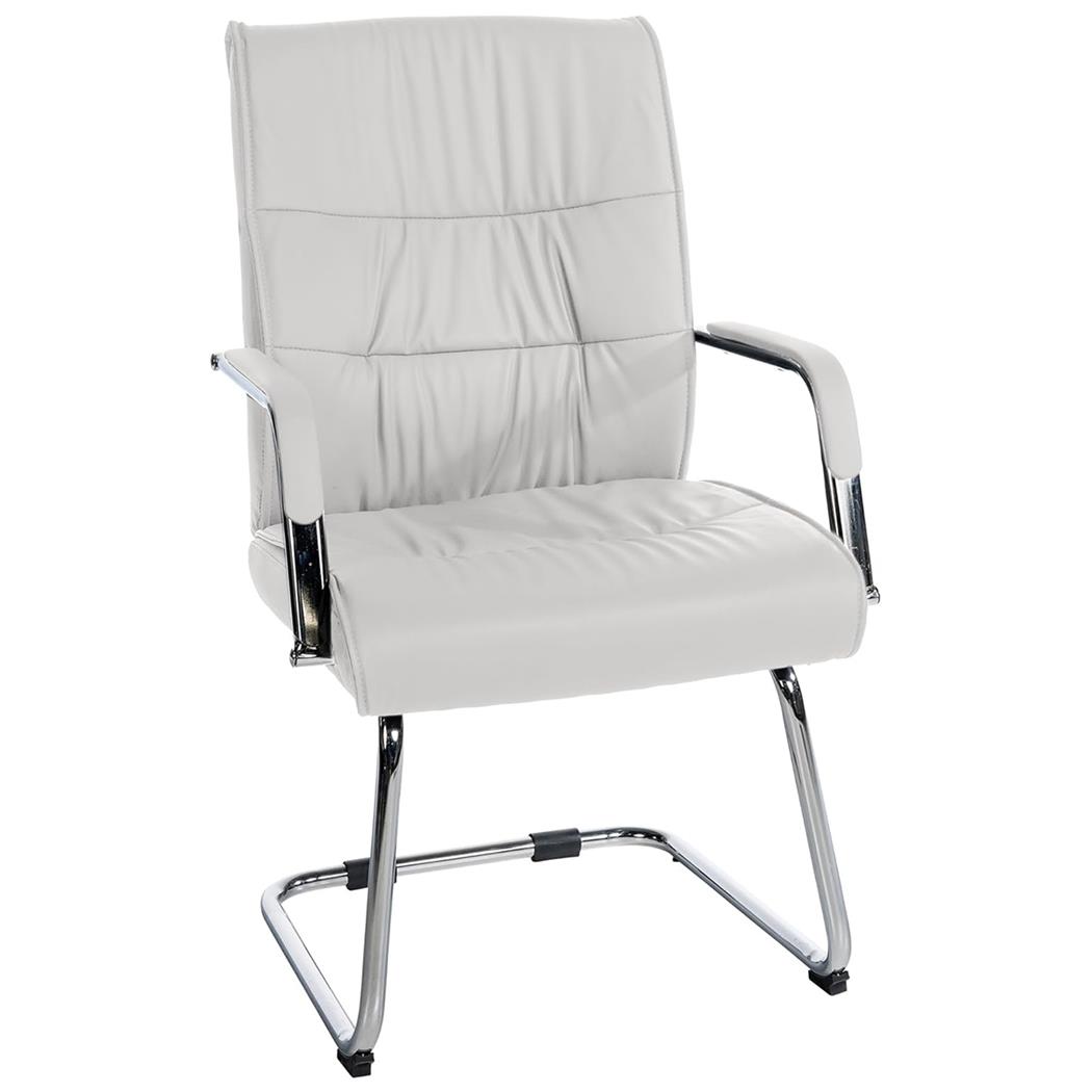 Sedia per Visite / Conferenza HIBERT, Schienale Oscillante, Comoda Imbottitura, in Pelle color Bianco
