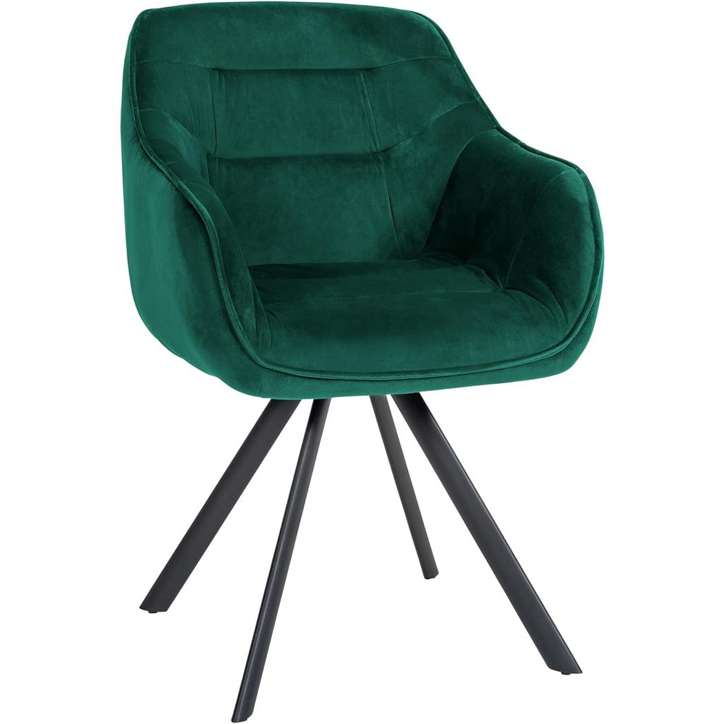 Sedia per Sala d'Attesa CLODIS, Struttura in Metallo, Imbottita e Di Design, Velluto Verde