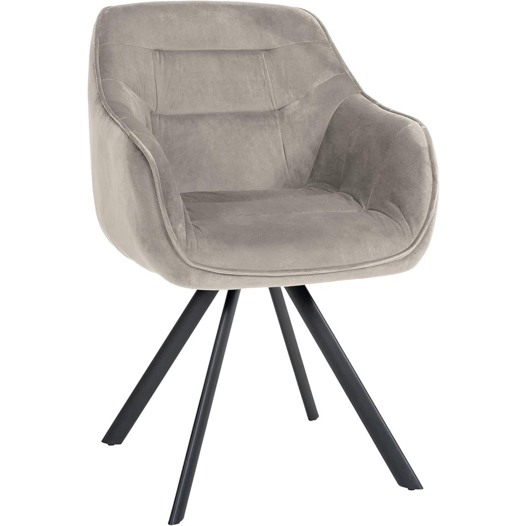 Sedia per Sala d'Attesa CLODIS, Struttura in Metallo, Imbottita e Di Design, Velluto Grigio 