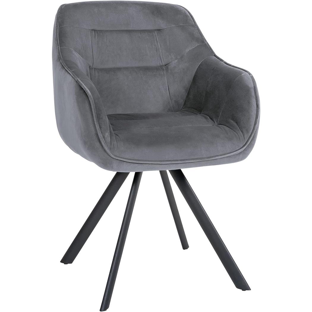 Sedia per Sala d'Attesa CLODIS, Struttura in Metallo, Imbottita e Di Design, Velluto Grigio Scuro