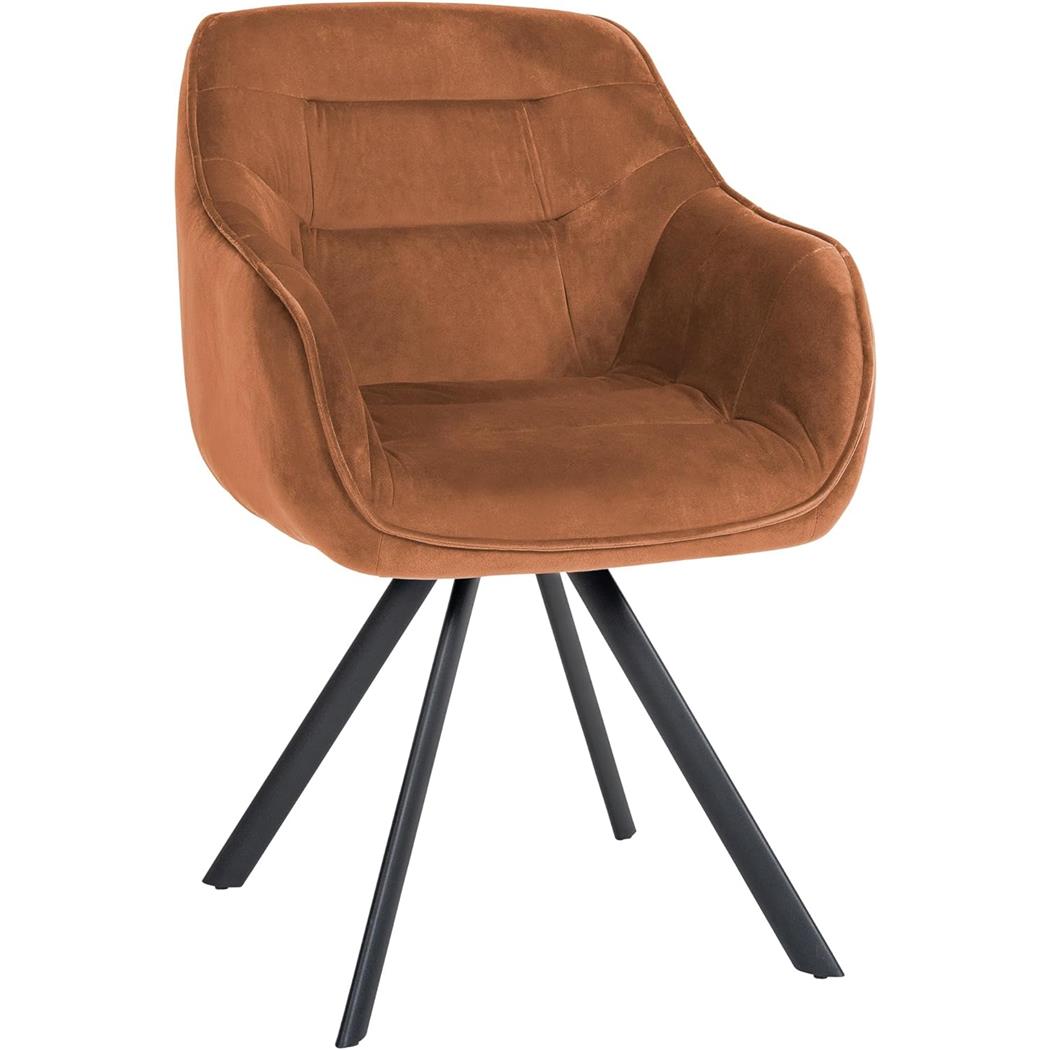 Sedia per Sala d'Attesa CLODIS, Struttura in Metallo, Imbottita e Di Design, Velluto Marrone