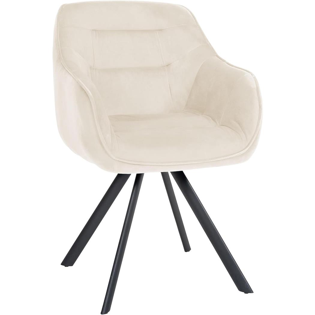 Sedia per Sala d'Attesa CLODIS, Struttura in Metallo, Imbottita e Di Design, Velluto Crema