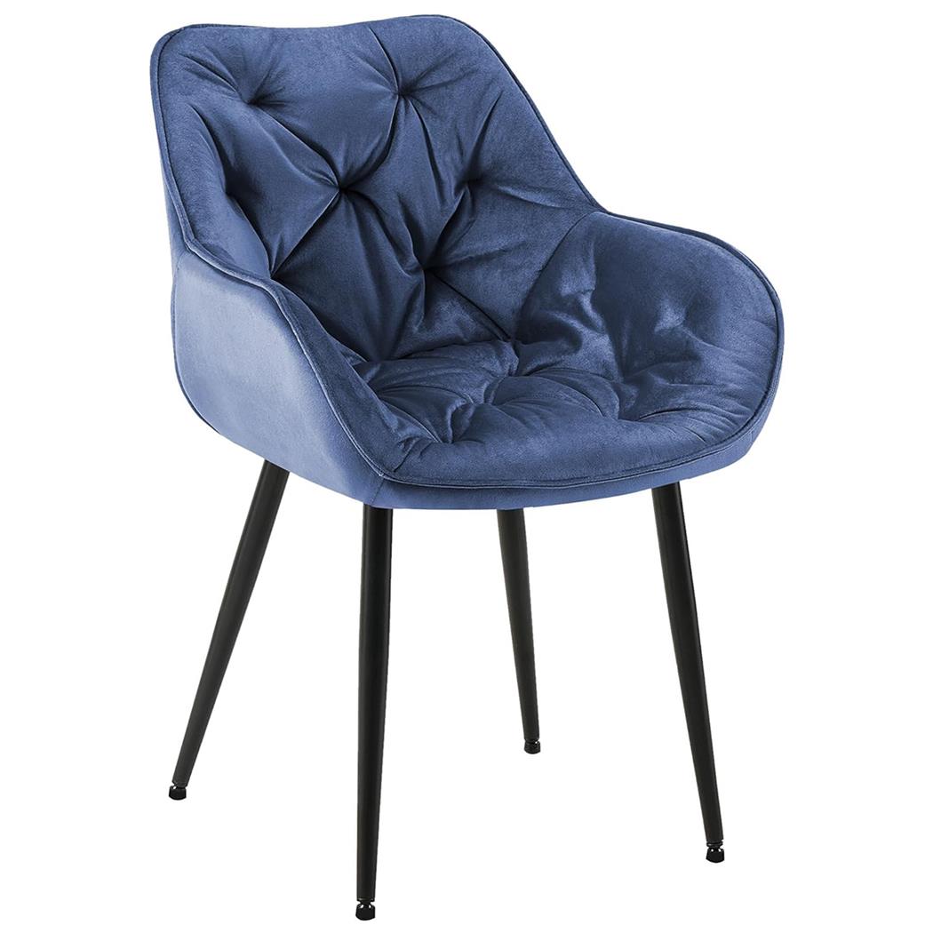 Poltroncina per Sala d'Attesa TEXAS, Imbottita e Trapuntata, in Velluto Blu