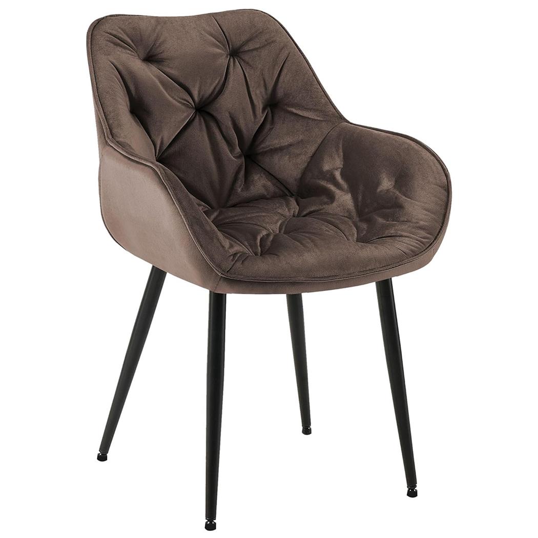 Poltroncina per Sala d'Attesa TEXAS, Imbottita e Trapuntata, in Velluto Marrone