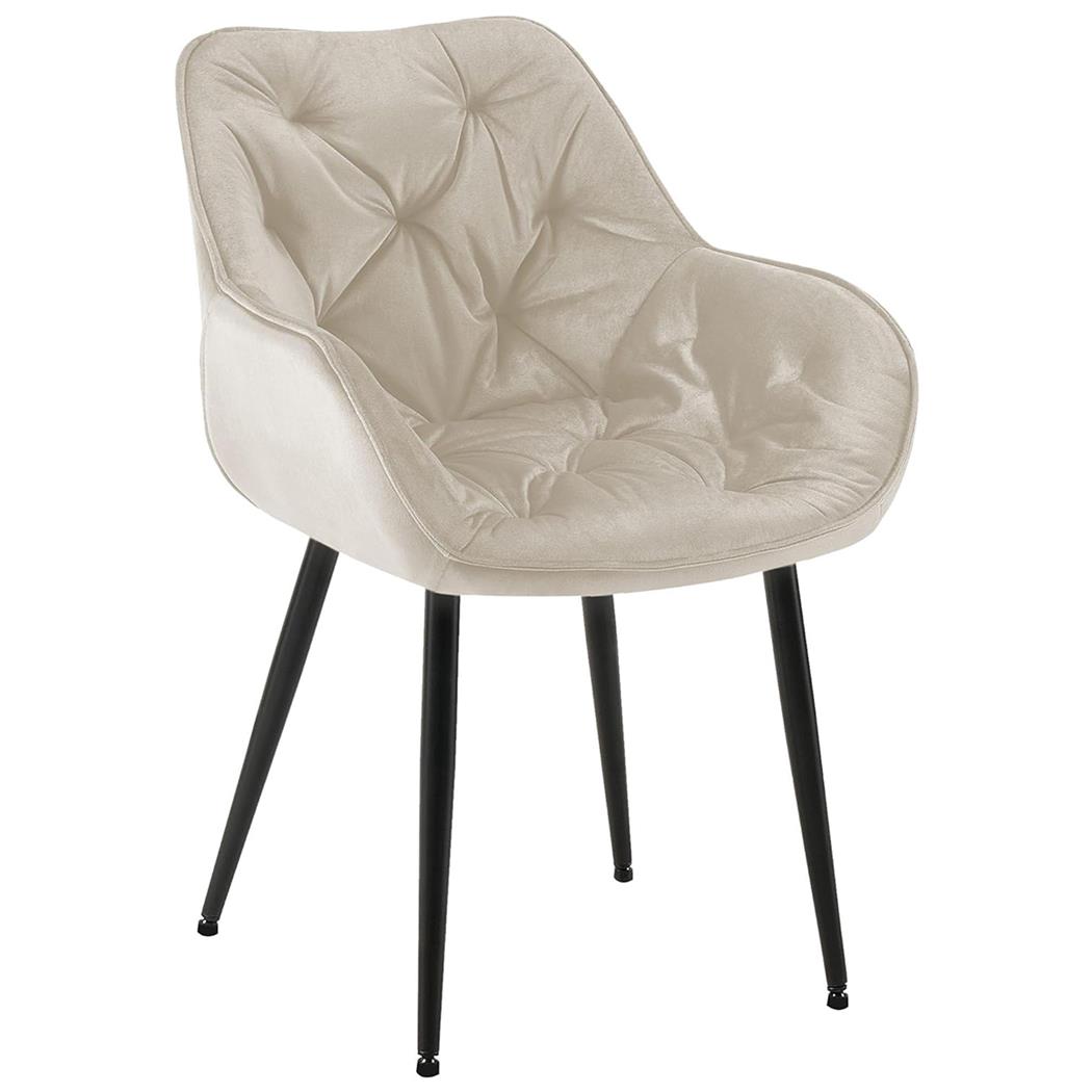 Poltroncina per Sala d'Attesa TEXAS, Imbottita e Trapuntata, in Velluto Crema