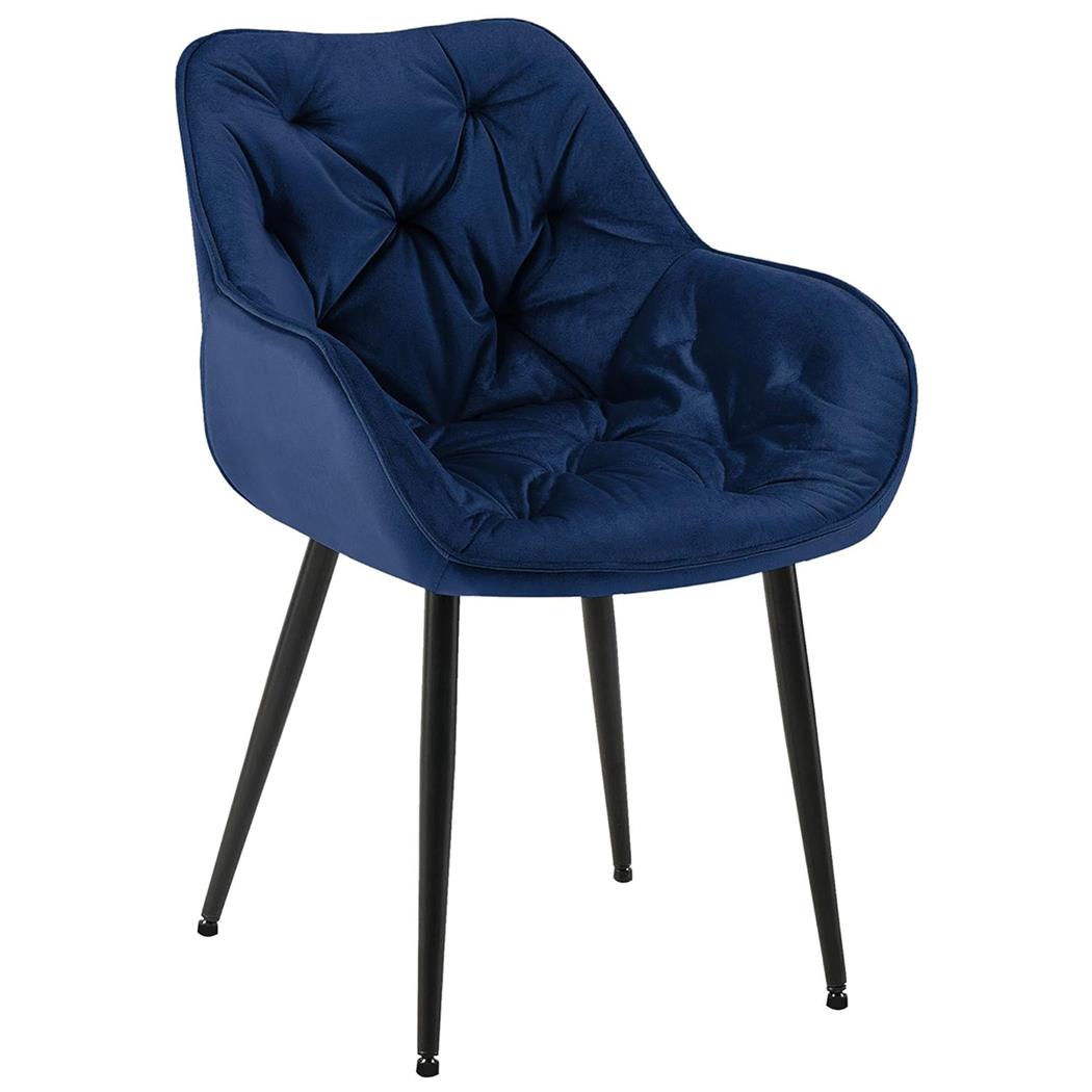 Poltroncina per Sala d'Attesa TEXAS, Imbottita e Trapuntata, in Velluto Blu Scuro