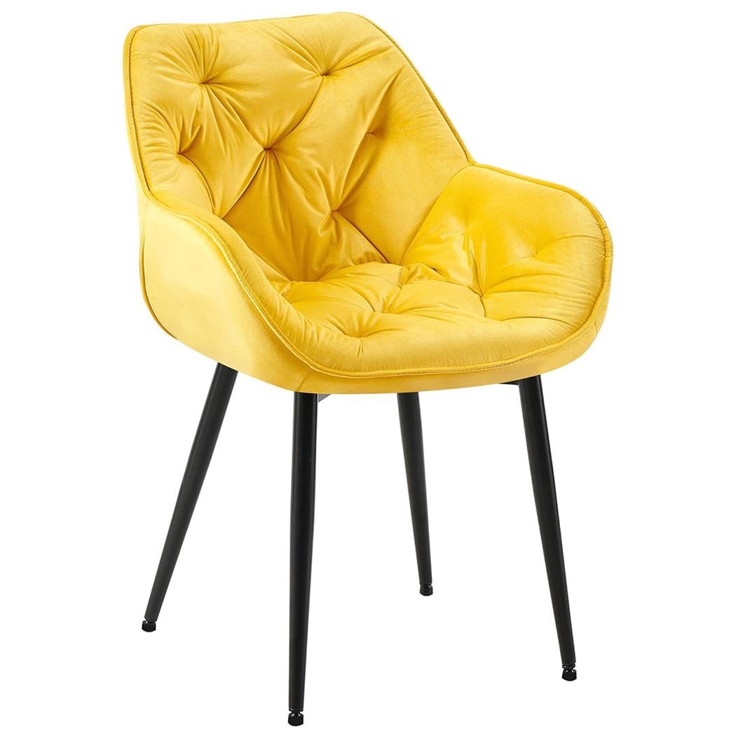 Poltroncina per Sala d'Attesa TEXAS, Imbottita e Trapuntata, in Velluto Giallo